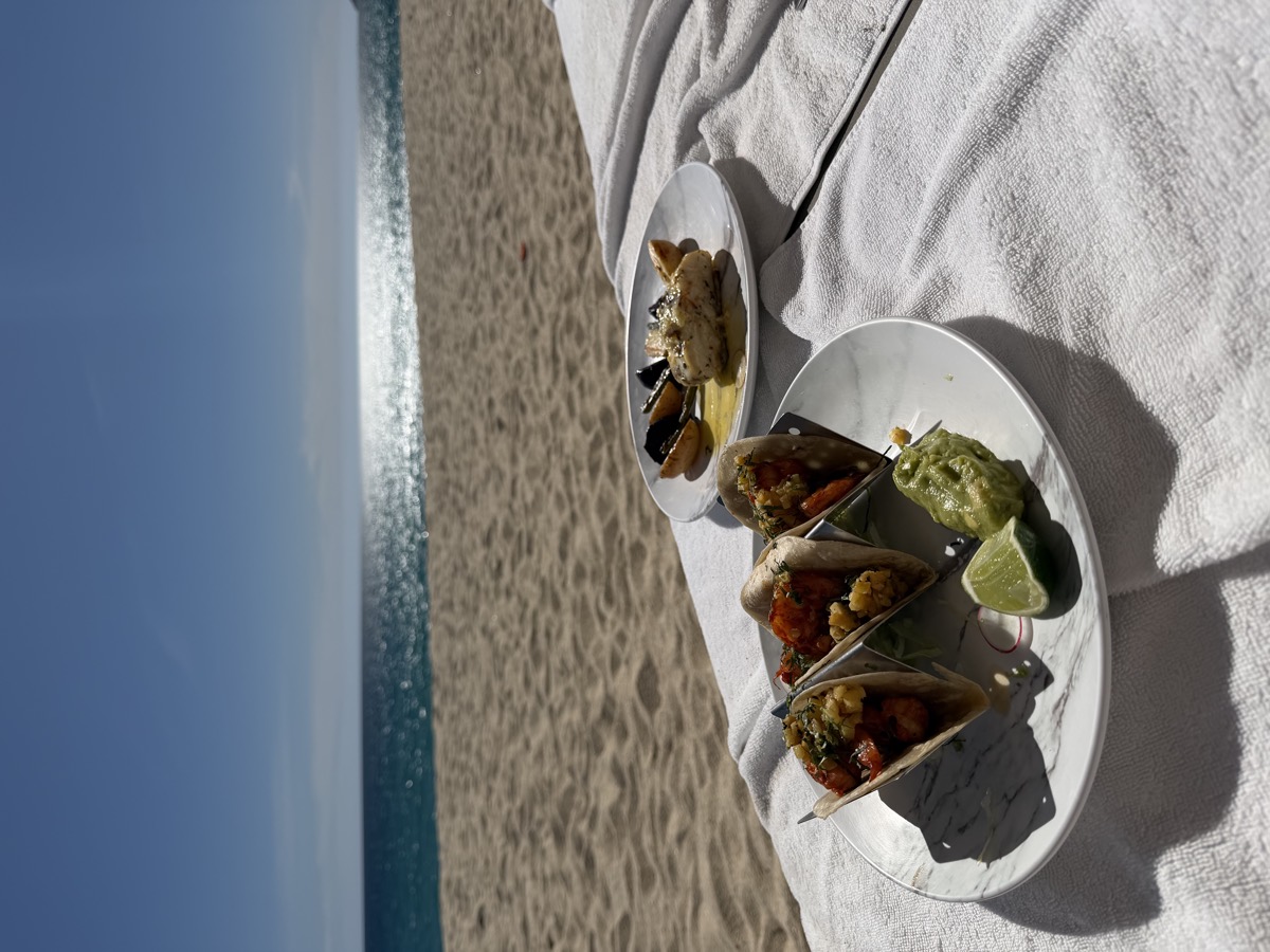 Tacos and grilled seafood beside the beach
