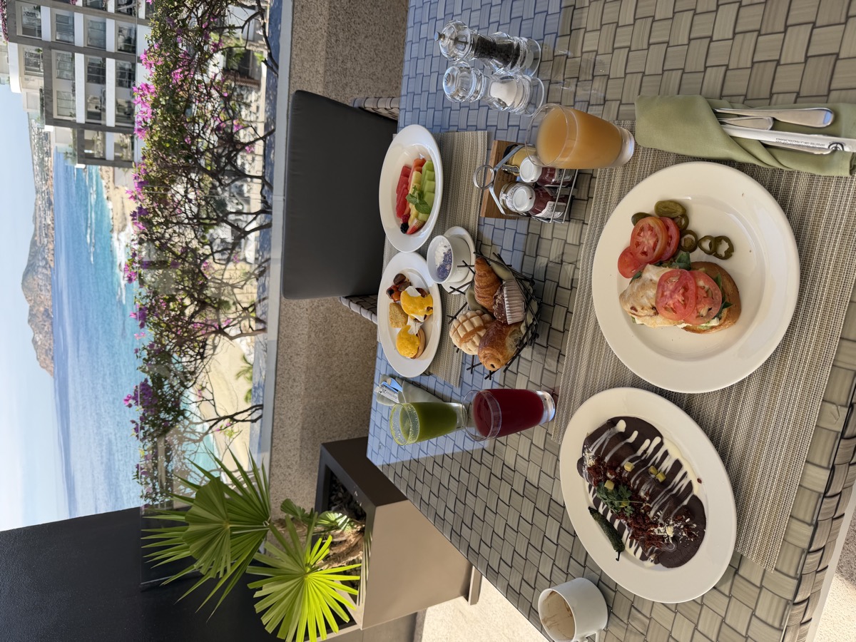 Breakfast served on our ocean-view terrace